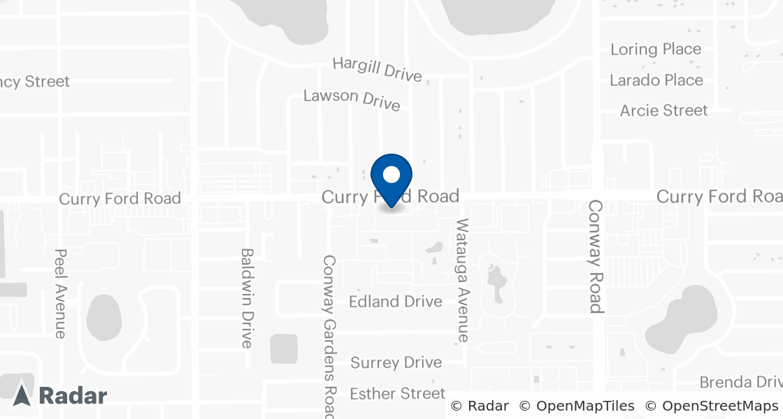 Map of Dairy Queen Location:: 3728 E Curry Ford Rd, Orlando, FL, 32806-2601